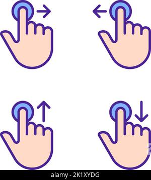 Hold and move pixel perfect RGB color icons set Stock Vector