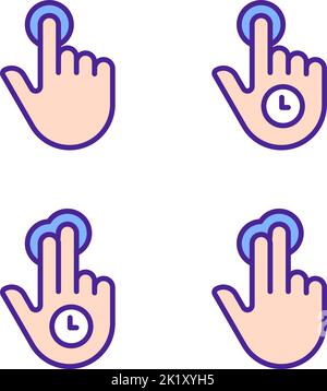 Long tap pixel perfect RGB color icons set Stock Vector