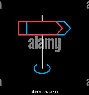 Signpost vector isolated on black background icon. Navigation sign. Graph symbol for travel and tourism web site and apps design, logo, app, UI Stock Vector