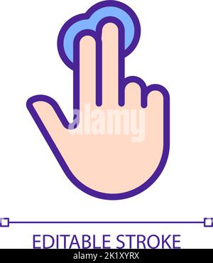 Double finger touch pixel perfect RGB color icon Stock Vector