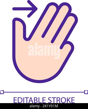 Three finger swipe pixel perfect RGB color icon Stock Vector
