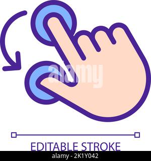 Double finger rotation pixel perfect RGB color icon Stock Vector