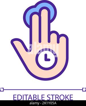 Double finger holding pixel perfect RGB color icon Stock Vector