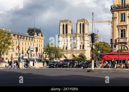 Notre-Dame Cathedral, Place Saint Michel, Paris, France, Europe.  2022 Stock Photo