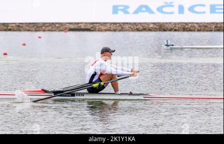 Bastian Secher of Denmark competing during Day 4 of the 2022 World Rowing Championships at the Labe Arena Racice on September 21, 2022 in Racice, Czech Republic. (CTK Photo/Ondrej Hajek)
