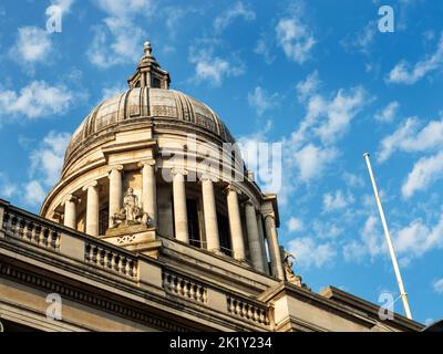 Dome of Nottingham Council House from Long Row against blue sky with dappled clouds Nottingham Nottinghamshire England Stock Photo