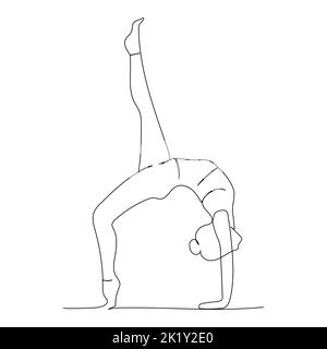 Woman doing yoga continuous line drawing, minimalist wellness activity.  Minimalist hand drawn contour line art. Single one sketch style. Girl in  natur Stock Vector Image & Art - Alamy