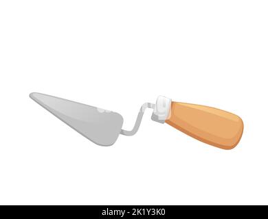 Metal and wooden industrial trowel instrument vector illustration isolated on white background Stock Vector