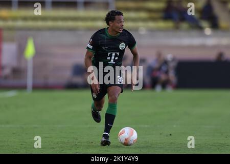 Monaco, Monaco, 15th September 2022. Henry Wingo of Ferencvaros during the UEFA Europa League match at Stade Louis II, Monaco. Picture credit should read: Jonathan Moscrop / Sportimage Stock Photo