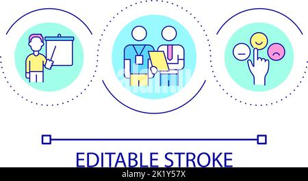 Training and examining of staff loop concept icon Stock Vector