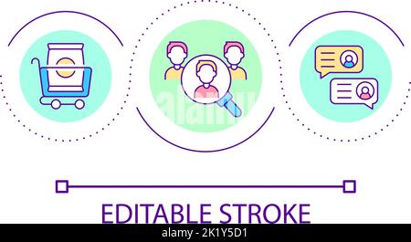 Studying customer behavior loop concept icon Stock Vector