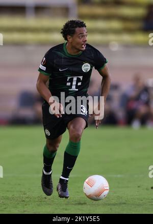 Monaco, Monaco, 15th September 2022. Henry Wingo of Ferencvaros during the UEFA Europa League match at Stade Louis II, Monaco. Picture credit should read: Jonathan Moscrop / Sportimage Stock Photo