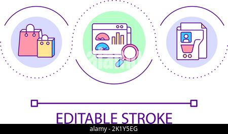 Analysing shopping activity loop concept icon Stock Vector