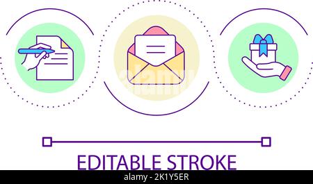 Writing greeting letters loop concept icon Stock Vector