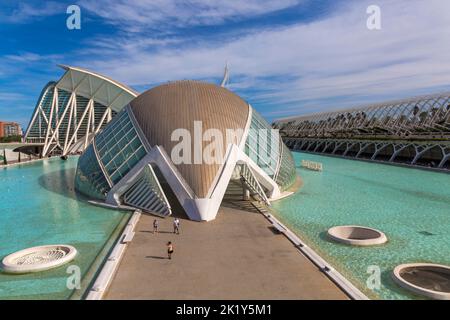 Hemisfèric, a digital 3D cinema & planetarium, with Museu De Les Ciencies and Umbracle at City of Arts and Sciences in Valencia, Spain in September Stock Photo