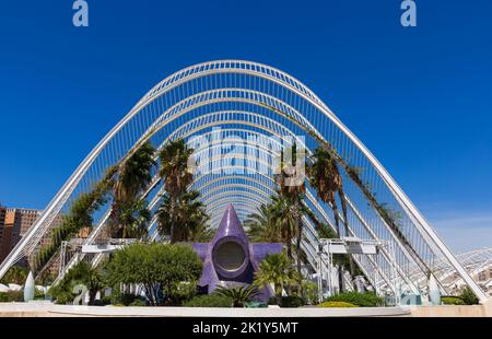 L'Umbracle gardens, Umbracle gardens, at City of Arts and Sciences in Valencia, Spain in September Stock Photo