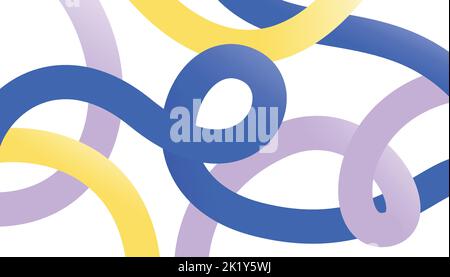 Colored tangled ribbons. Curved lines that intertwine and overlap on white background. Stock Vector
