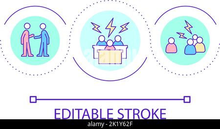 Conflicts in team loop concept icon Stock Vector