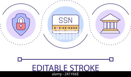 SSN number privacy loop concept icon Stock Vector