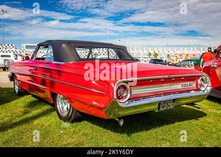 Daytona Beach, FL - November 28, 2020: Rear corner view of a 1964 Ford Galaxie 500 Convertible at a local car show. Stock Photo