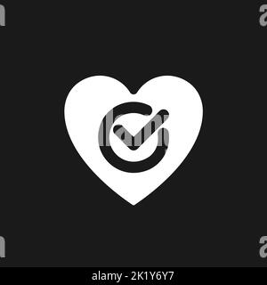 Heart checkup dark mode glyph ui icon Stock Vector
