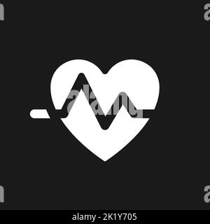 Cardiogram dark mode glyph ui icon Stock Vector
