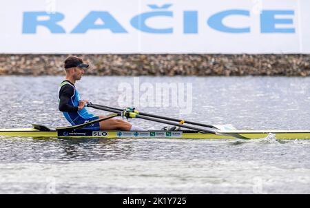 Racice, Czech Republic. 21st Sep, 2022. Rajko Hrvat of Slovenia competing during Day 4 of the 2022 World Rowing Championships at the Labe Arena Racice on September 21, 2022 in Racice, Czech Republic. Credit: Ondrej Hajek/CTK Photo/Alamy Live News Stock Photo
