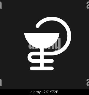 Bowl of Hygieia dark mode glyph ui icon Stock Vector