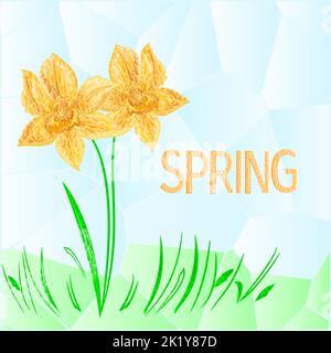 Daffodil polygons spring background vector Stock Vector