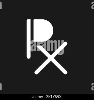 Prescription symbol dark mode glyph ui icon Stock Vector