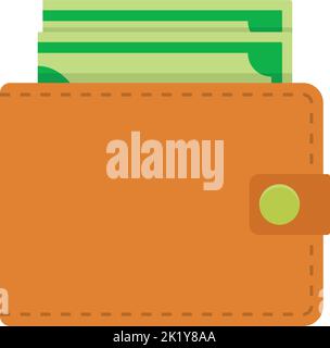 Wallet icon. Simple vector flat illustration of wallet with money. Stock Vector