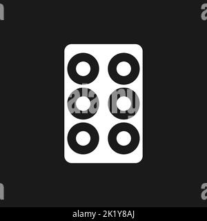 Pills in blister pack dark mode glyph ui icon Stock Vector
