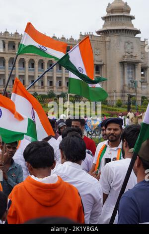 A vertical shot of the 15 August celebrations at Vidhan Soudha, Bangalore, India Stock Photo