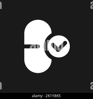 Take medication dark mode glyph ui icon Stock Vector