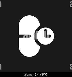 Taking medicine on time dark mode glyph ui icon Stock Vector