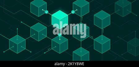 Block validation in the blockchain and digital ledger, technology background Stock Vector