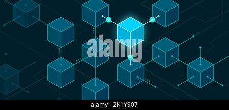 Block validation in the blockchain and digital ledger, technology background Stock Vector