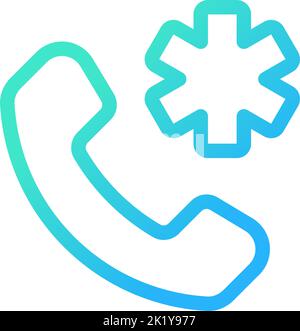 Calling emergency pixel perfect gradient linear ui icon Stock Vector