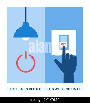 Eco-friendly lifestyle: please turn off lights when not in use Stock Vector