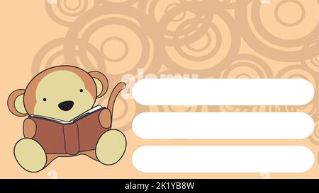sit baby monkey cartoon reading book illustration background in vector format Stock Vector