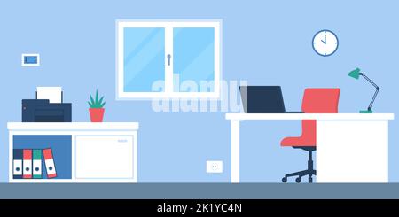 Contemporary home office interior with laptop and accessories Stock Vector