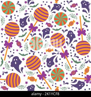 Halloween candy pattern, color vector illustration Stock Vector