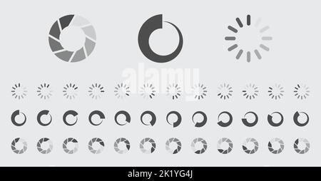 Circular Loading Buffering Icons Vector Set Video Ready for Animation Gif All Keyframes Frames Bufring Circle Waiting for Connection Buffer Preloader Stock Vector