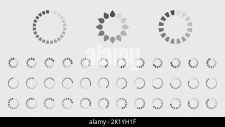 Circular Loading Buffering Icons Vector Set Video Ready for Animation Gif All Keyframes Frames Bufring Circle Waiting for Connection Buffer Preloader Stock Vector
