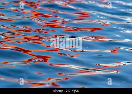 Abstract reflections on the water of the river. Stock Photo