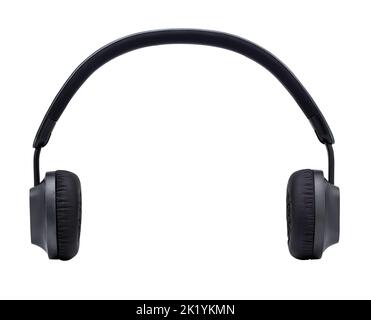 Black headphone isolated on white background with clipping path,Closeup Stock Photo