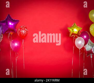 Happy new year, balloons on a red background Stock Photo