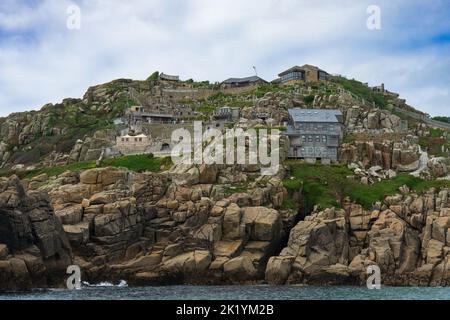 Minack Theatre viewed from the sea, Porthcurno, Cornwall Stock Photo