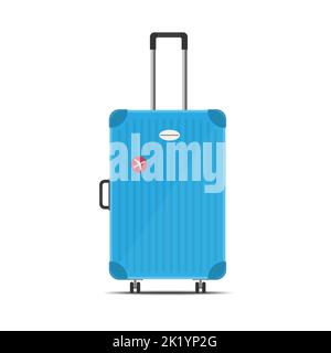blue suitcase isolated on white background, vector illustration Stock Vector