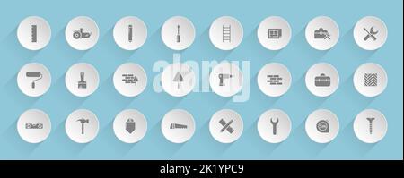 home repair vector icons on round puffy paper circles Stock Vector
